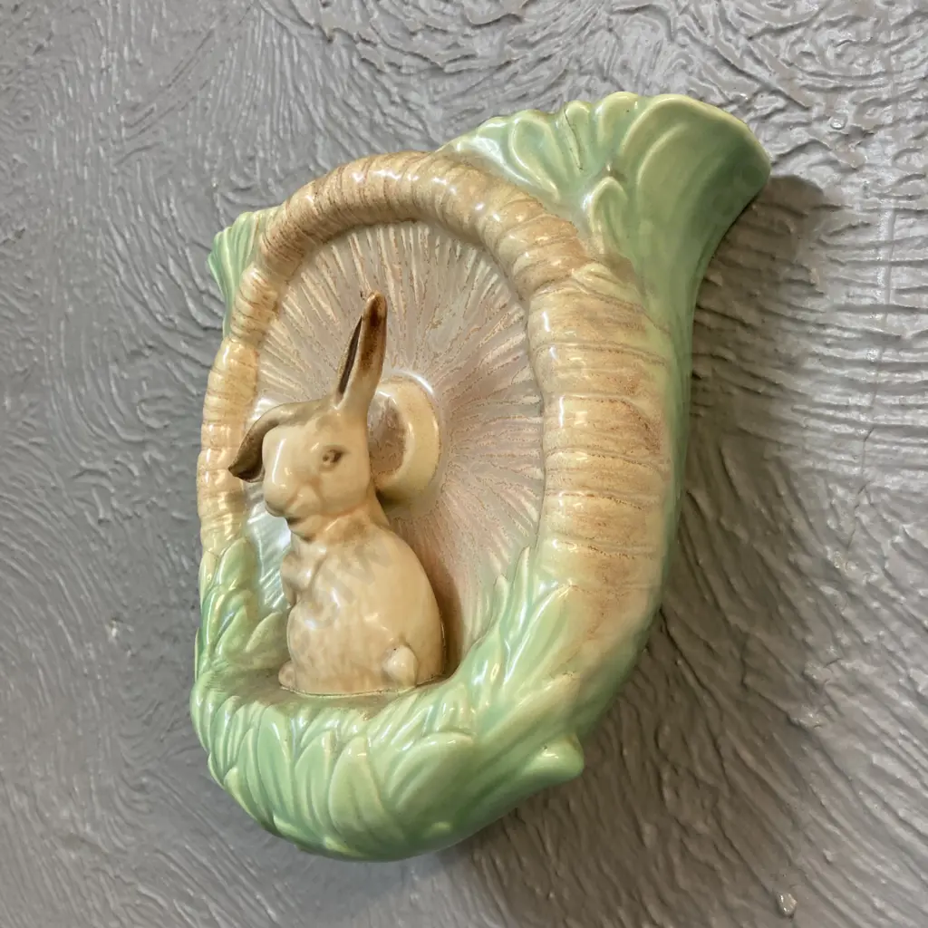SylvaC Flop-Eared Bunny Rabbit Wall Pocket Vase, No 323. c1930's. 19 x 20cm Image 1++